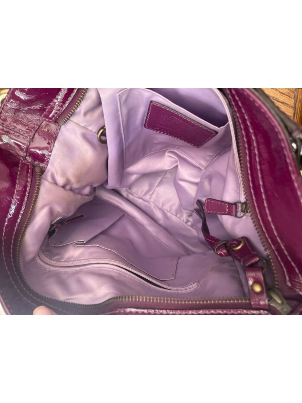 Coach Zoe Large Hobo Shoulder Bag Plum Purple Patent Leather Vintage 12776 - Picture 13 of 16